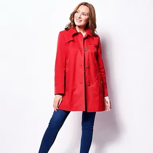 Dennis Basso Water Resistant Button Front Double-Collar Jacket White Large - Picture 7 of 7